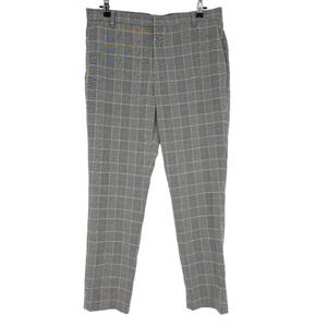 H&M Straight Leg Dress Pants Black Plaid High Rise Trouser